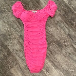 Fuchsia Mini Dress with Puff Sleeves. Size S. Homecoming. Girls